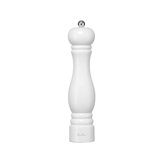 Monolith salt mill with ceramic grinding mechanism, white, 250mm - Custom Wood DesignsWhite Fine Dine Monolith salt mill with ceramic grinding mechanism, 250mm tall, shown with fresh salt crystals.salt mill469866