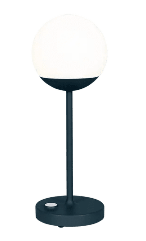 Fermob MOOON! wireless table lamp with a sleek, modern design, suitable for outdoor use, featuring a compact, illuminated AcapulcoMoonH21 style.