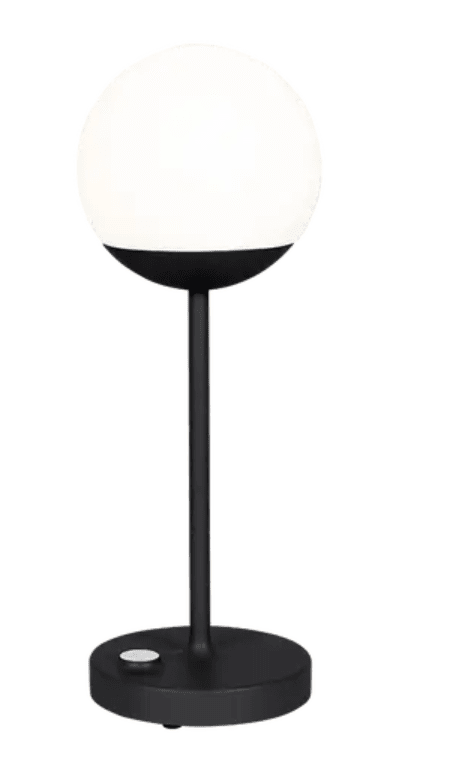 Fermob MOOON! wireless table lamp in antracite finish, with a sleek, modern design perfect for outdoor use.