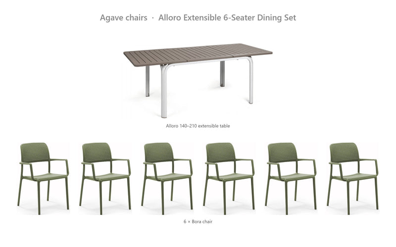 Load image into Gallery viewer, Nardi Alloro Extensible 6-Seater Dining Set – Agave chairs
