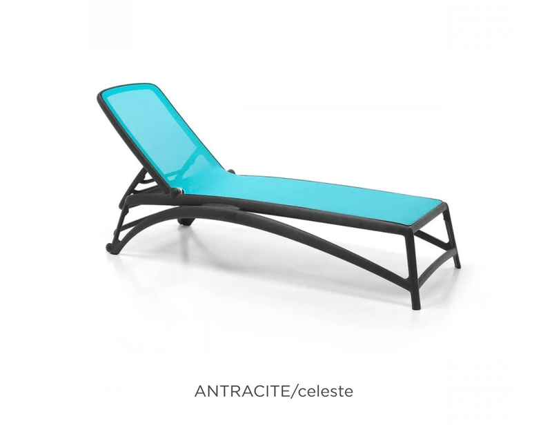Load image into Gallery viewer, Nardi Atlantico Sun Lounger Stackable Poolside Recliner - Custom Wood DesignsNardi Atlantico sun lounger in anthracite and Celeste colors, stackable outdoor poolside recliner for patio relaxation.Sunlounger24575216889079Antracite Celeste
