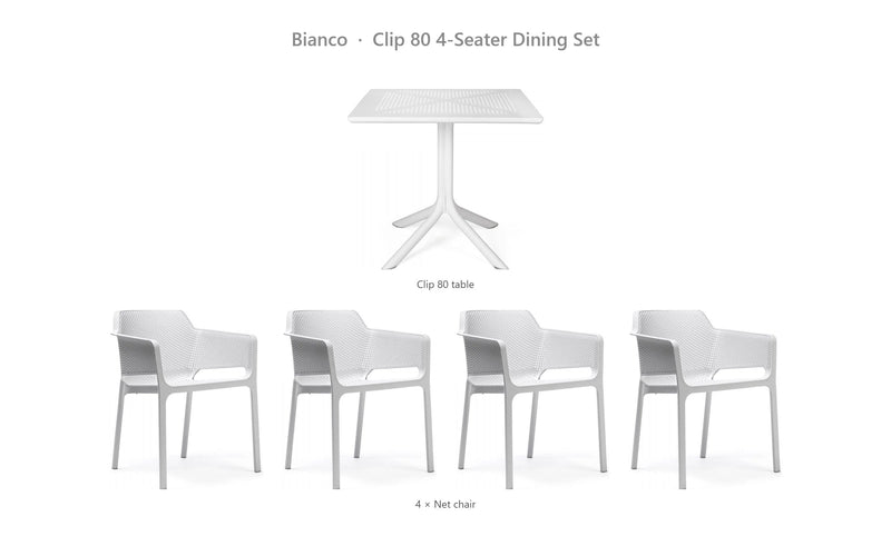 Load image into Gallery viewer, Nardi Clip 80 4-Seater Dining Set – Bianco
