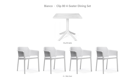 Nardi Clip 80 4-Seater Dining Set – Bianco