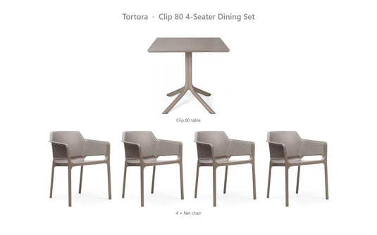 Nardi Clip 80 4-Seater Dining Set – Tortora