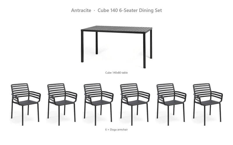 Load image into Gallery viewer, Nardi Cube 140 6-Seater Dining Set – Antracite
