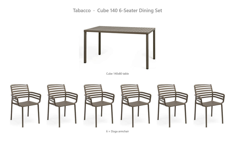 Load image into Gallery viewer, Nardi Cube 140 6-Seater Dining Set – Tabacco
