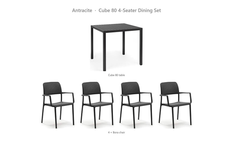 Load image into Gallery viewer, Nardi Cube 80 4-Seater Dining Set – Antracite
