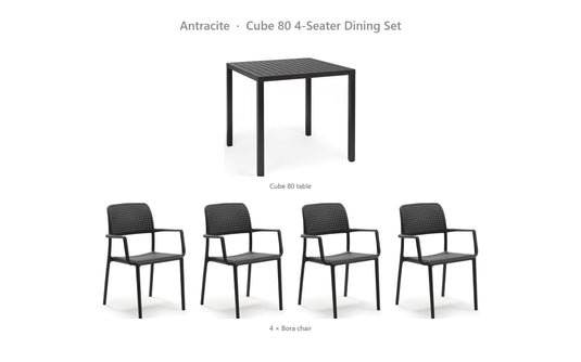 Nardi Cube 80 4-Seater Dining Set – Antracite