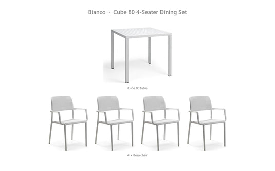 Nardi Cube 80 4-Seater Dining Set – Bianco