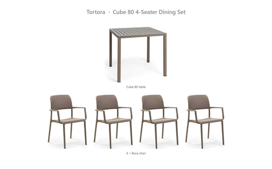 Nardi Cube 80 4-Seater Dining Set – Tortora