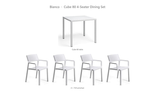 Nardi Cube 80 4-Seater Dining Set – Bianco
