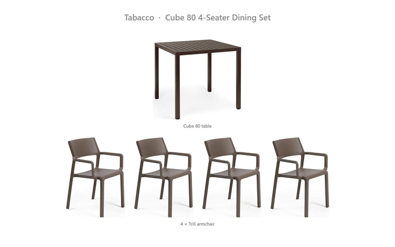 Load image into Gallery viewer, Nardi Cube 80 4-Seater Dining Set – Tabacco
