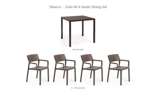 Nardi Cube 80 4-Seater Dining Set – Tabacco
