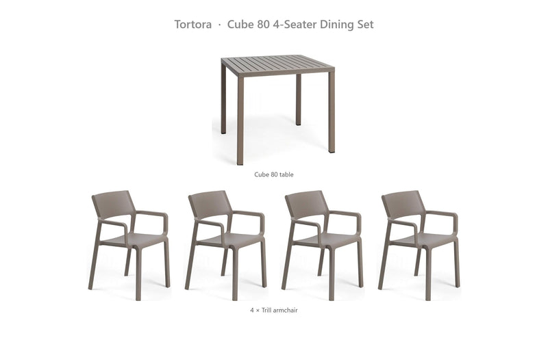 Load image into Gallery viewer, Nardi Cube 80 4-Seater Dining Set – Tortora
