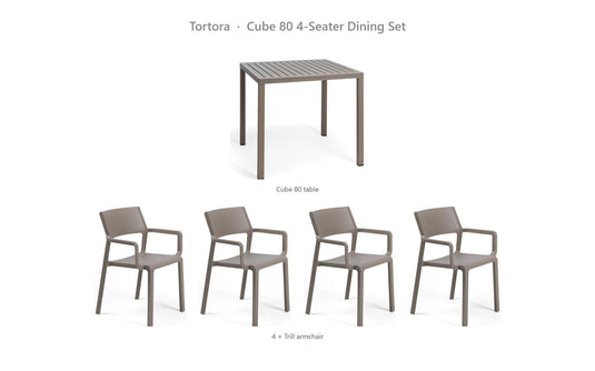 Nardi Cube 80 4-Seater Dining Set – Tortora