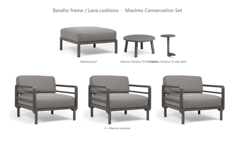 Load image into Gallery viewer, Nardi Maximo Conversation Set – Basalto frame / Lava cushions

