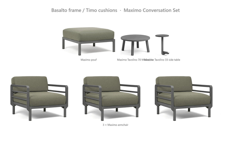 Load image into Gallery viewer, Nardi Maximo Conversation Set – Basalto frame / Timo cushions
