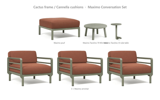 Nardi Maximo Conversation Set – Cactus frame / Cannella cushions