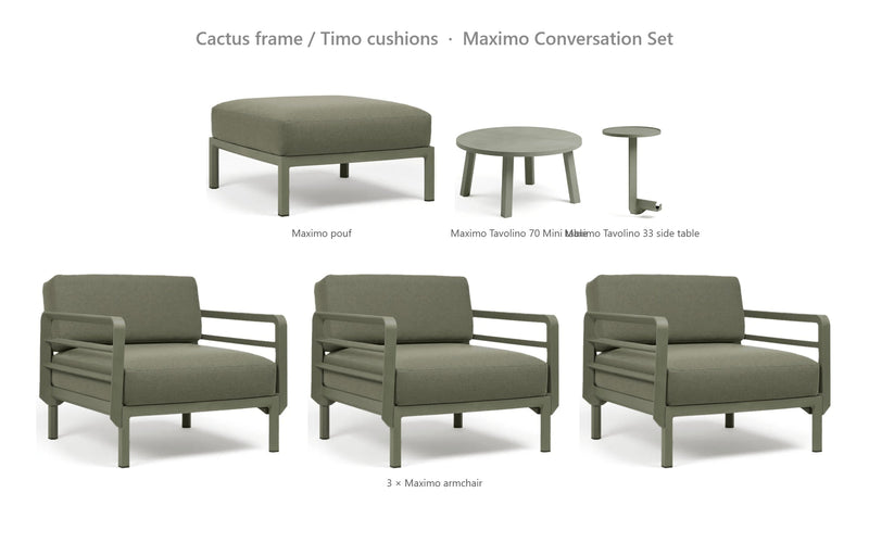 Load image into Gallery viewer, Nardi Maximo Conversation Set – Cactus frame / Timo cushions

