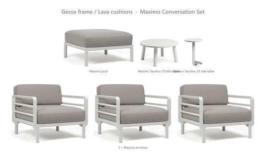 Nardi Maximo Conversation Set – Gesso frame / Lava cushions