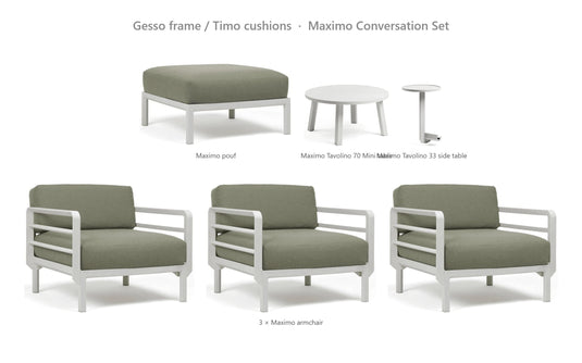 Nardi Maximo Conversation Set – Gesso frame / Timo cushions