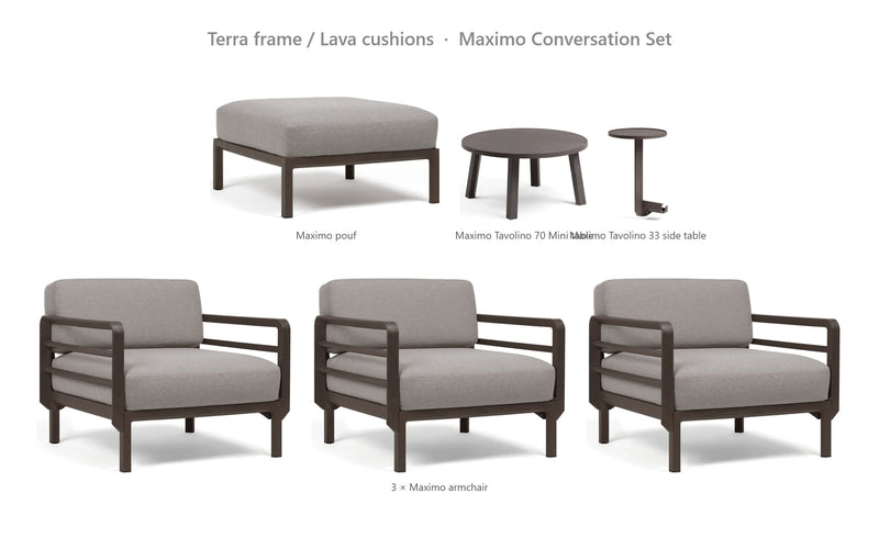 Load image into Gallery viewer, Nardi Maximo Conversation Set – Terra frame / Lava cushions
