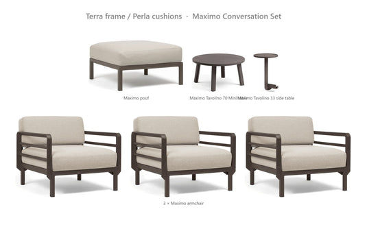 Nardi Maximo Conversation Set – Terra frame / Perla cushions