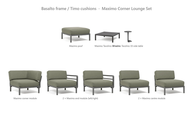 Load image into Gallery viewer, Nardi Maximo Corner Lounge Set – Basalto frame / Timo cushions
