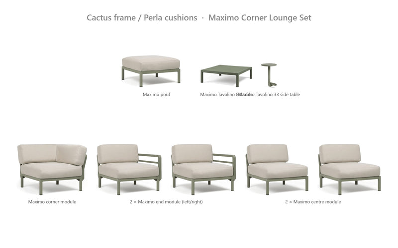 Load image into Gallery viewer, Nardi Maximo Corner Lounge Set – Cactus frame / Perla cushions
