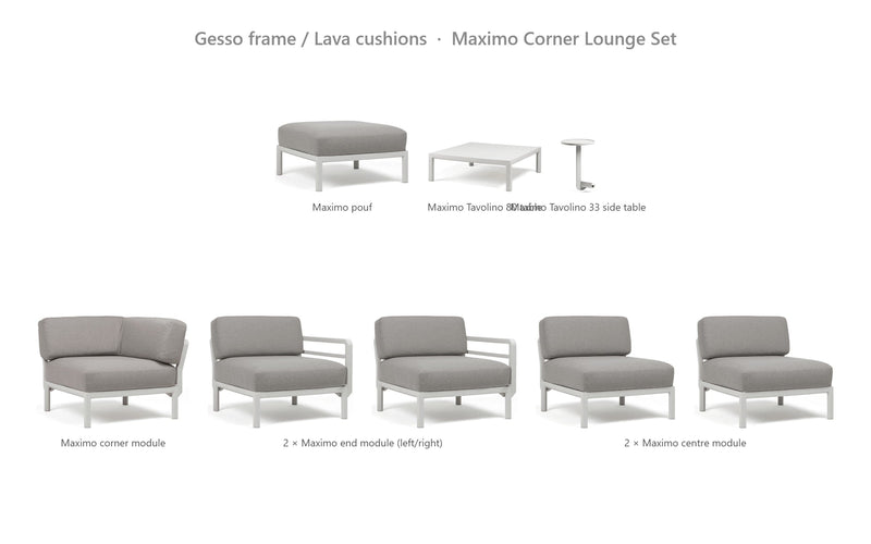 Load image into Gallery viewer, Nardi Maximo Corner Lounge Set – Gesso frame / Lava cushions
