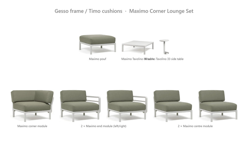 Load image into Gallery viewer, Nardi Maximo Corner Lounge Set – Gesso frame / Timo cushions
