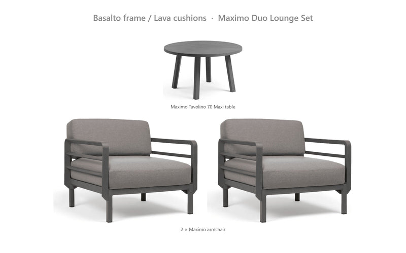 Load image into Gallery viewer, Nardi Maximo Duo Lounge Set – Basalto frame / Lava cushions
