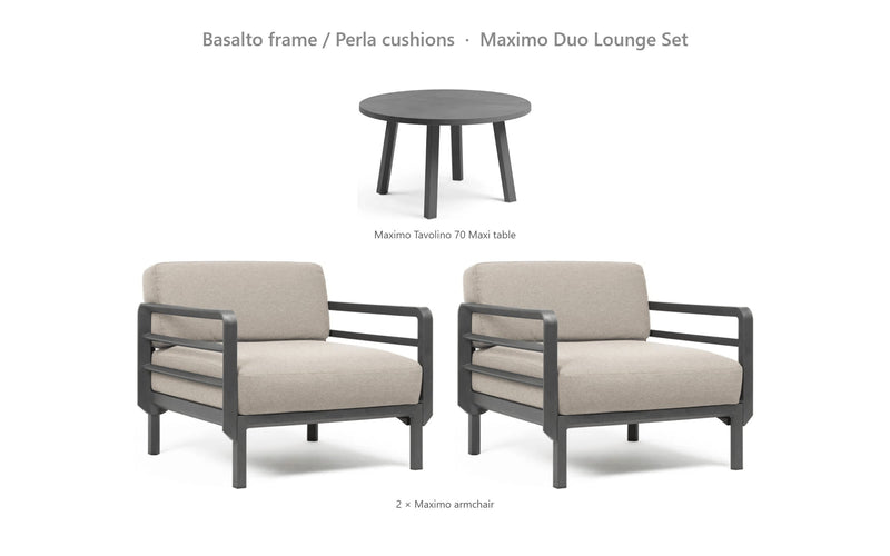 Load image into Gallery viewer, Nardi Maximo Duo Lounge Set – Basalto frame / Perla cushions
