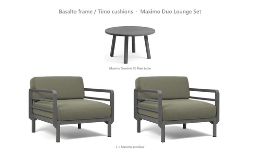 Nardi Maximo Duo Lounge Set – Basalto frame / Timo cushions