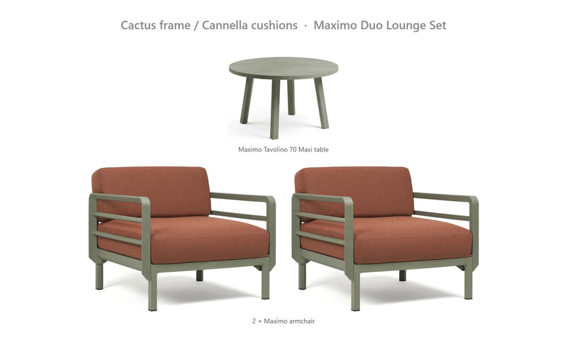 Load image into Gallery viewer, Nardi Maximo Duo Lounge Set – Cactus frame / Cannella cushions
