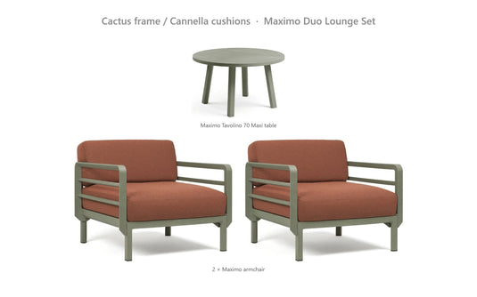 Nardi Maximo Duo Lounge Set – Cactus frame / Cannella cushions