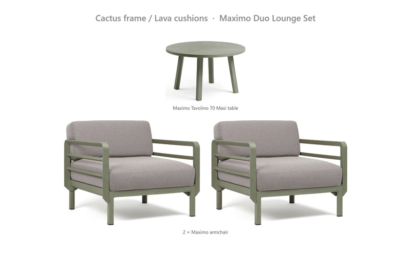 Load image into Gallery viewer, Nardi Maximo Duo Lounge Set – Cactus frame / Lava cushions
