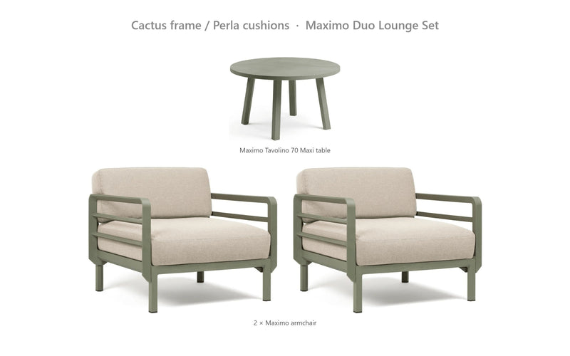 Load image into Gallery viewer, Nardi Maximo Duo Lounge Set – Cactus frame / Perla cushions
