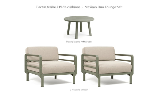 Nardi Maximo Duo Lounge Set – Cactus frame / Perla cushions