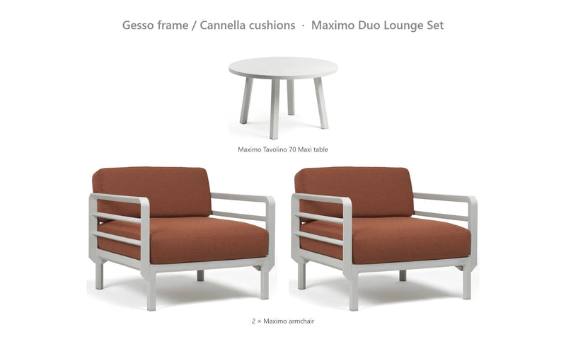Load image into Gallery viewer, Nardi Maximo Duo Lounge Set – Gesso frame / Cannella cushions
