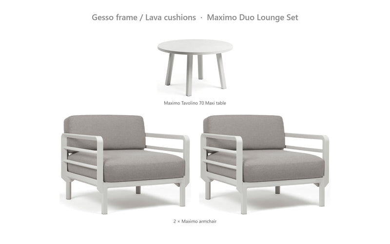 Load image into Gallery viewer, Nardi Maximo Duo Lounge Set – Gesso frame / Lava cushions
