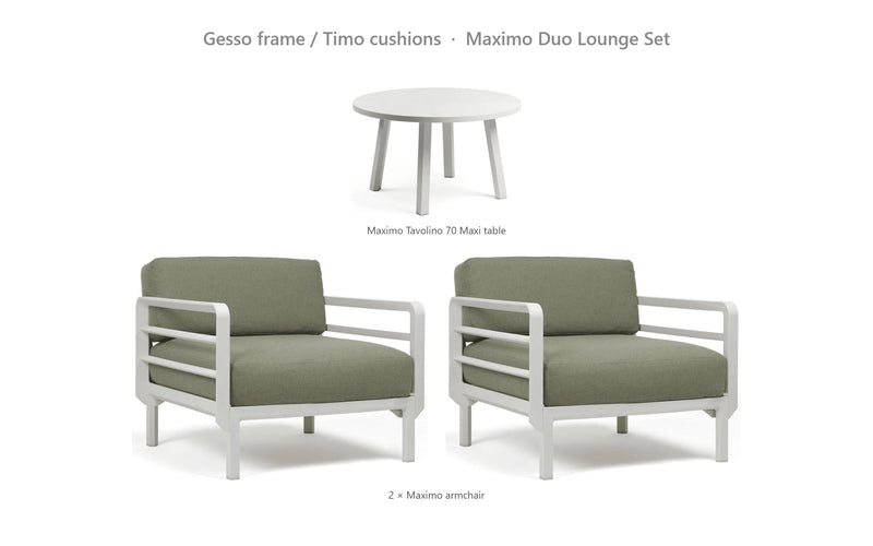 Load image into Gallery viewer, Nardi Maximo Duo Lounge Set – Gesso frame / Timo cushions
