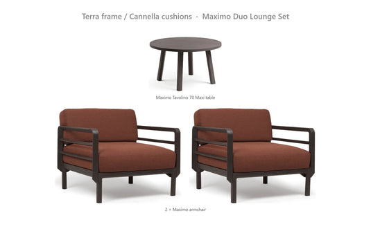 Nardi Maximo Duo Lounge Set – Terra frame / Cannella cushions
