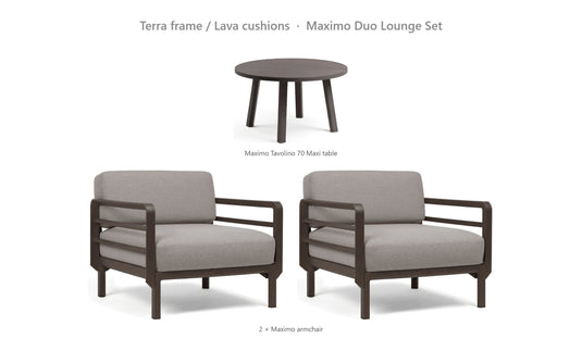Nardi Maximo Duo Lounge Set – Terra frame / Lava cushions