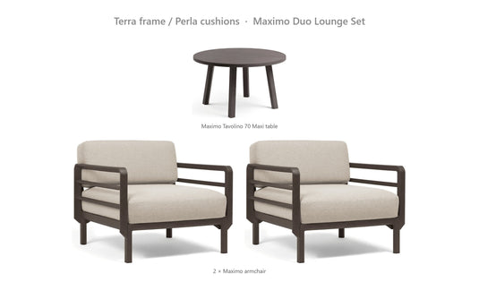 Nardi Maximo Duo Lounge Set – Terra frame / Perla cushions