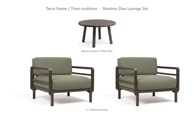 Load image into Gallery viewer, Nardi Maximo Duo Lounge Set – Terra frame / Timo cushions

