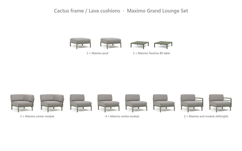 Load image into Gallery viewer, Nardi Maximo Grand Lounge Set – Cactus frame / Lava cushions
