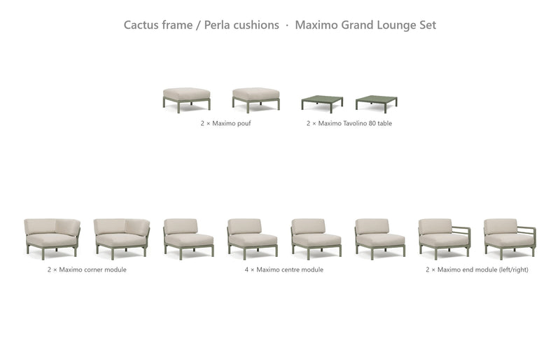 Load image into Gallery viewer, Nardi Maximo Grand Lounge Set – Cactus frame / Perla cushions
