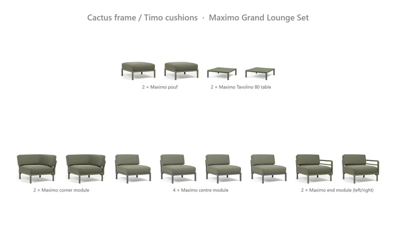 Load image into Gallery viewer, Nardi Maximo Grand Lounge Set – Cactus frame / Timo cushions
