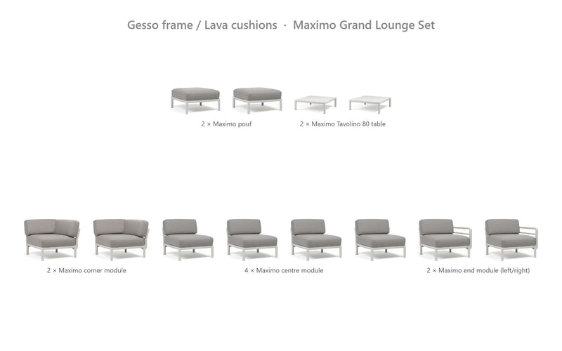 Load image into Gallery viewer, Nardi Maximo Grand Lounge Set – Gesso frame / Lava cushions
